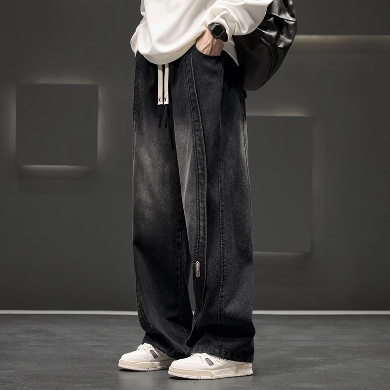 Autumn New Wide Leg Washing Jean Pants Men Trousers Neutral Loose Casual Street Fashion Oversized Jeans Outdoor Fashion Pants