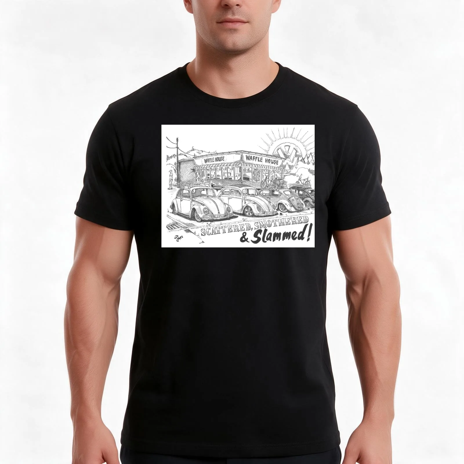 Scattered, Smothered & Slammed T-Shirt, Summer Casual Cotton Tee, Oversized Streetwear Tops, Vintage Graphic Print, 100% Cotton