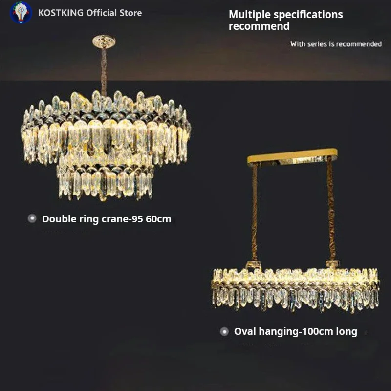 Light Luxury Crystal Living Room Chandelier Advanced Sense Restaurant Light 2025 New Hall Bedroom Multi-Ring Main Lamp