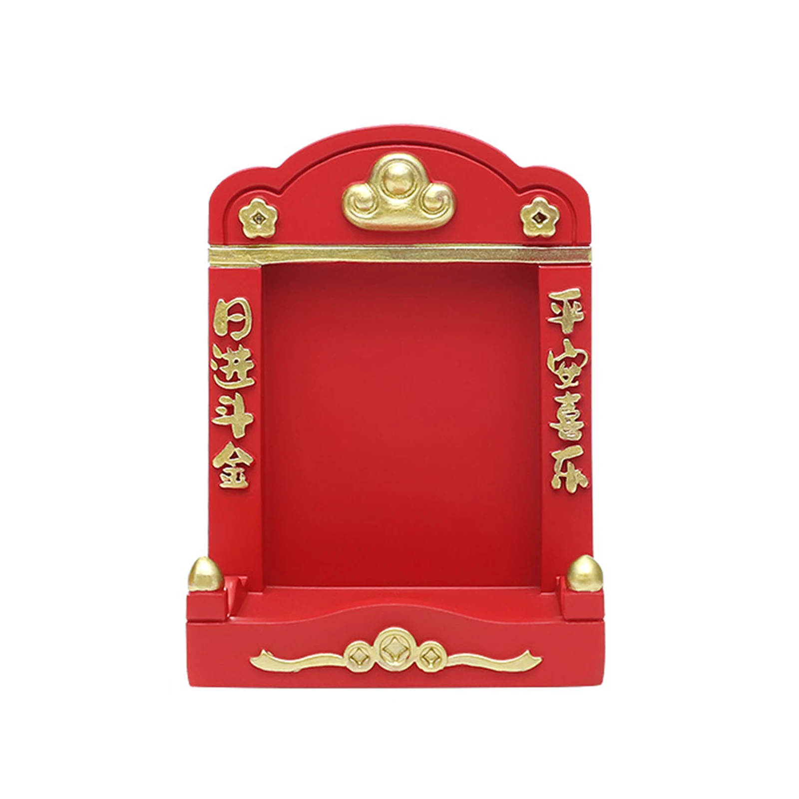 Mini Buddhist Niche Small Buddha Altar Tabletop Decoration Display Stand Mini Shrine for Bookshelf Office Table Home Living Room