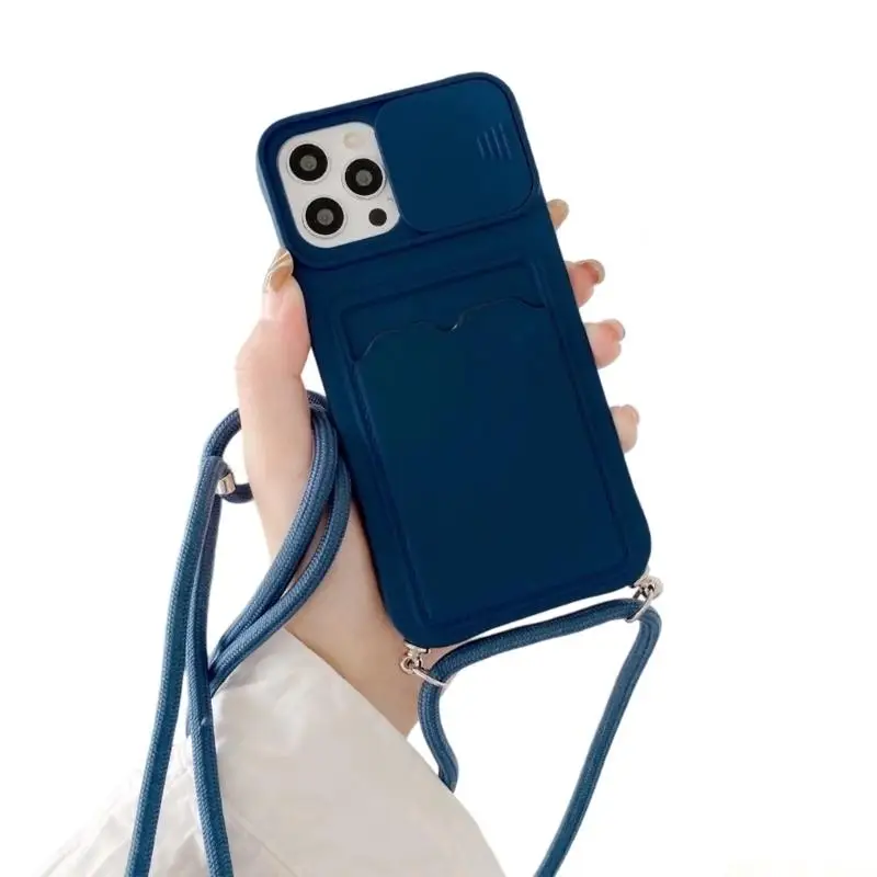 M5TD Silicone Phone Cover Case With Sliding Camera Card Pocket For Phone 15