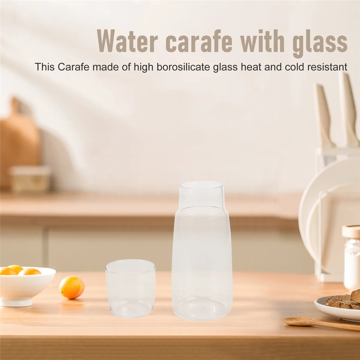 Clear Bedside Water Carafe Set with Tumbler Glass for Bedroom Nightstand, Night Water Carafe with Glass, with Cup Set