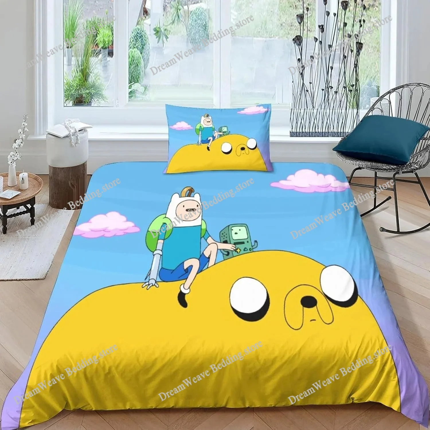 

Cartoon Adventure Time Finn Jake Duvet Cover Pillowcase Bedding Set Adult Boys Girls Bedroom Decoration Single Double Large Size
