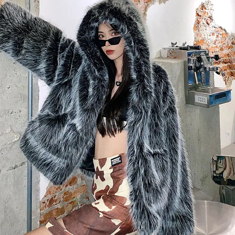 Fur Coat The New Thicken Middle-aged Female Fox Collar Keep Warm Overcoat Long Faux Fur Coat Coats and Jackets Women