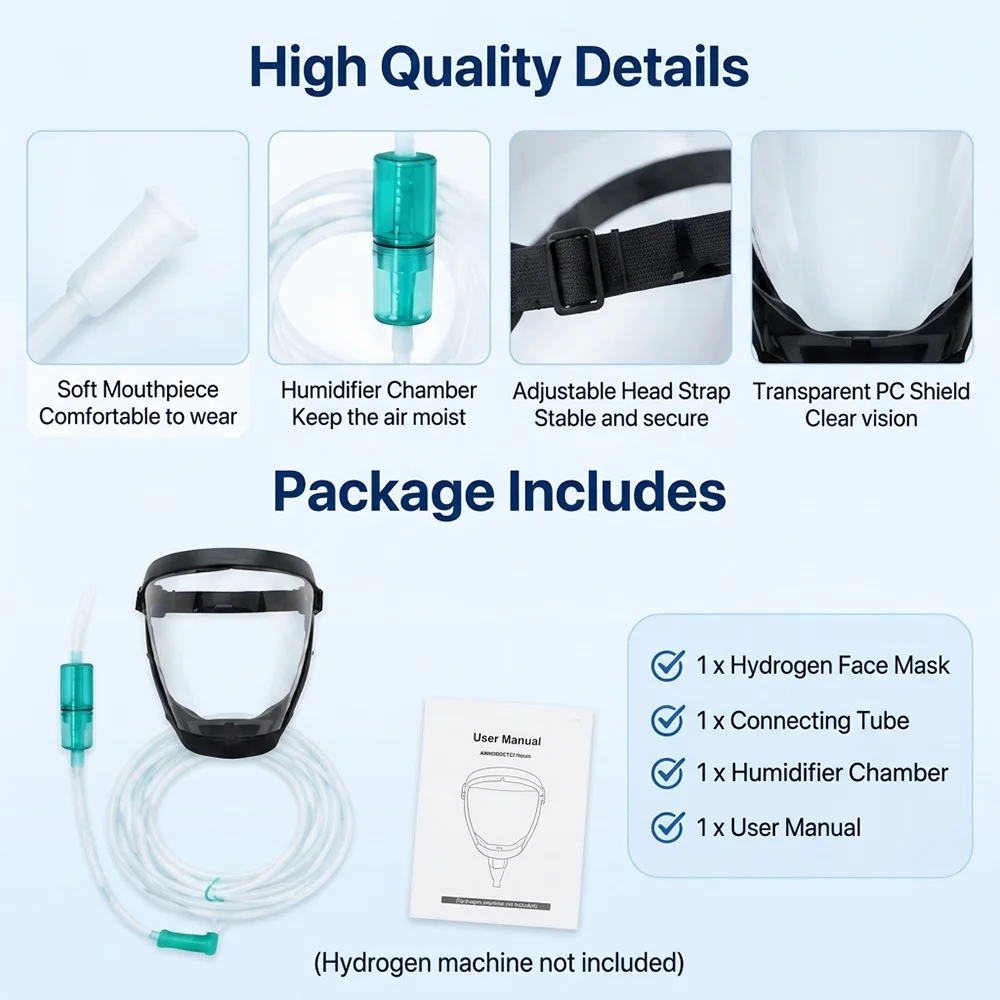 Wasserstoff-Gesichtsmaske H2 Inhalationsmaske für Wasserstoff-Sauerstoff-Generator Gesichtspflege Schönheitspflege Zubehör – Detail 6