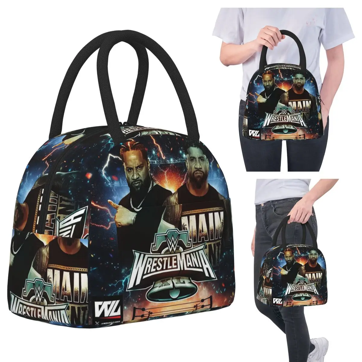 

WWE Jey Uso Maint Event 2024 Insulated Lunch Bag for Kids School Cooler Thermal Food Box Tote Leakproof Lunch Boxes Container