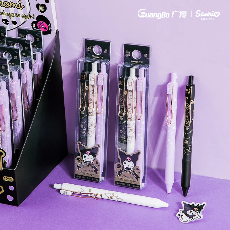 6-60 Genuine Sanrio Unisex Pen Kuromi Dark 0.5m Exam Pen Press Quick Dry St Pen Tip Office Supplies Wholesale