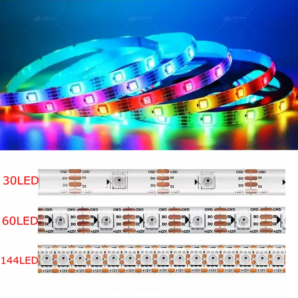 WS2811LED LED قطاع عنونة قطاع ضوء أبيض وأسود PCB DC12V WIFI الموسيقى بلوتوث تحكم التحكم عن بعد SP107E DC5V