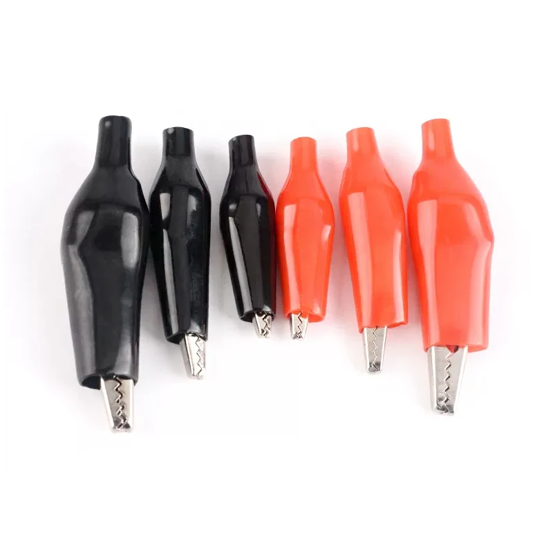 20Pcs Crocodile Clip 28 35 45MM Black Red G98 Crocodile Electrical Clamps Testing Probe Meter Soft Plastic Alligator Test Clips