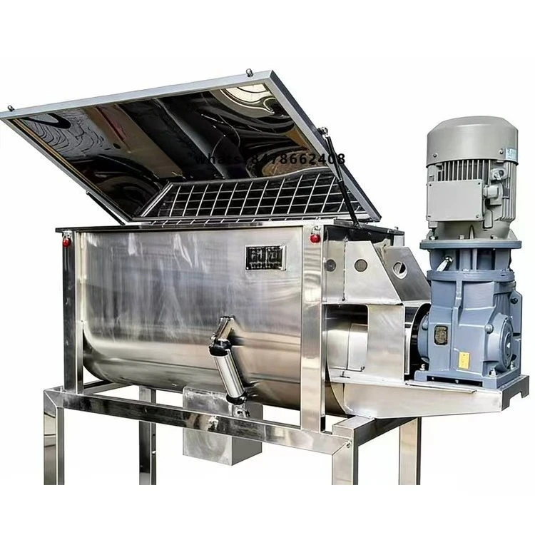 Stainless Steel Material Double Helix Industrial Horizontal Ribbon Dry Powder Blender Mixing Equipment