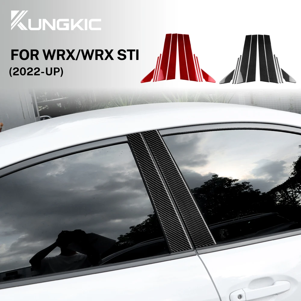 for Subaru WRX 2022 2023 Soft Carbon Fiber 10Pcs Car Door Window Column BC Pillar Post Trim Sticker Accessories