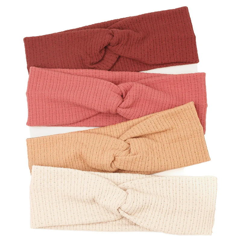 Geebro Women Solid Color Cross Hair Bands Knitted Cotton Headbands Vintage Elastic Turban Bandage Bandanas Hair Accessories