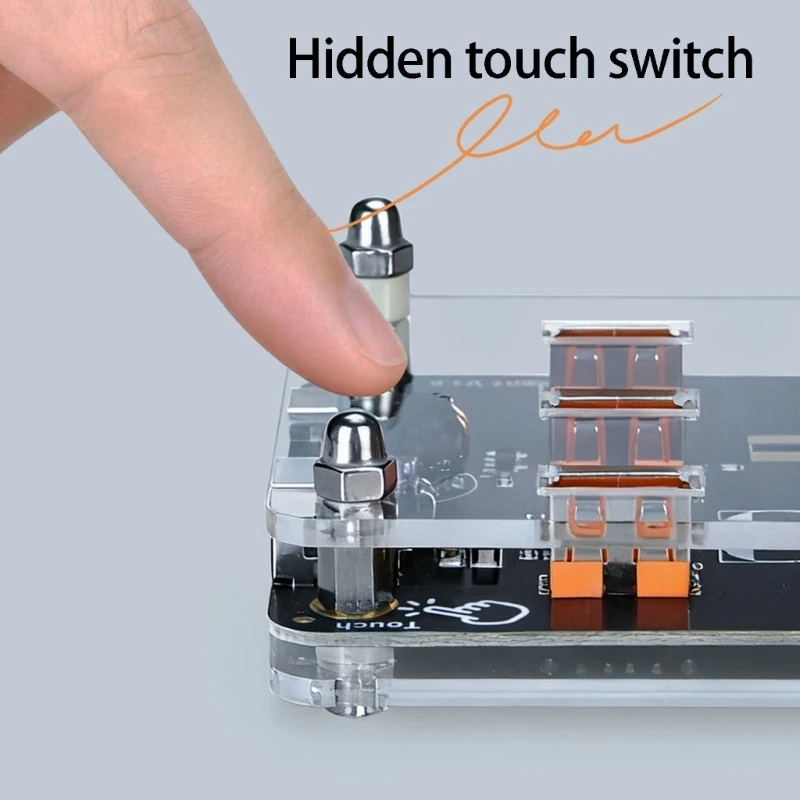 D7YC Clear Acrylic USB Power Base USB Distributor with 15 Ports, Power Only Board, Touch Switches, Type C and DC12V Input for