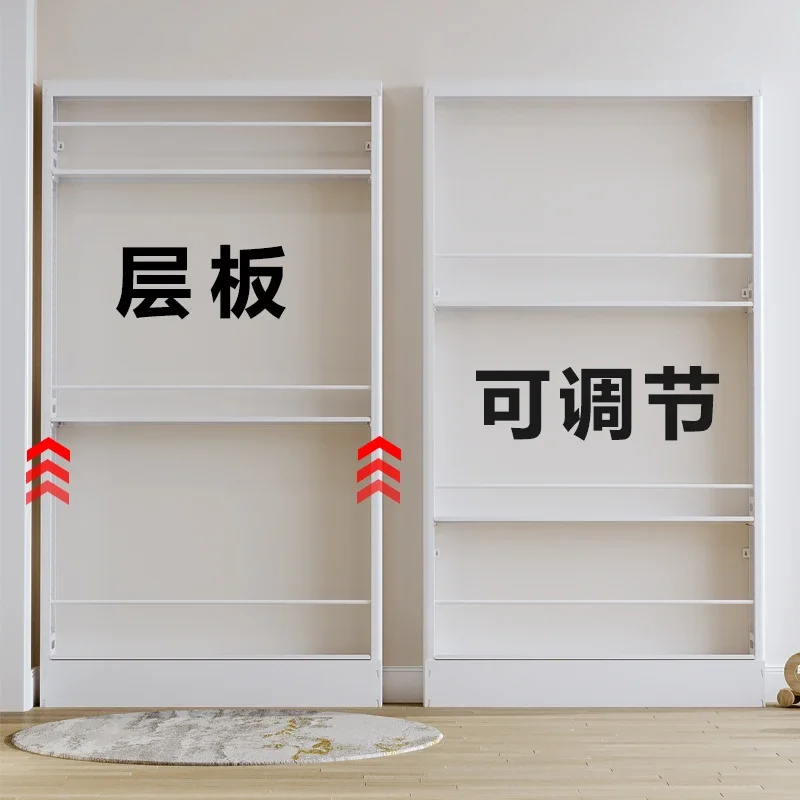 Pin is worry-free, customizable steel ultra-thin bookshelf, narrow picture book rack behind the door, integrated storage rack ag
