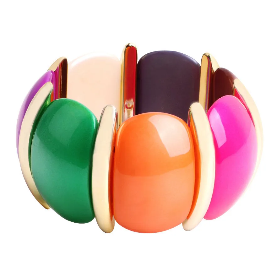 

FishSheep Vintage Flower Charm Stretchy Bracelet For Women Bohemian Wide Cuff Bracelets Bangles Femme Bijoux Wristband Jewelry