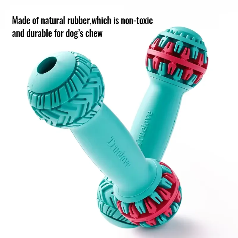 Truelove Eco-friendly Durable Rubber Dog Bone Interactive Treat Dispenser Teeth Cleaning Anti-Destructive Chewing Toy for