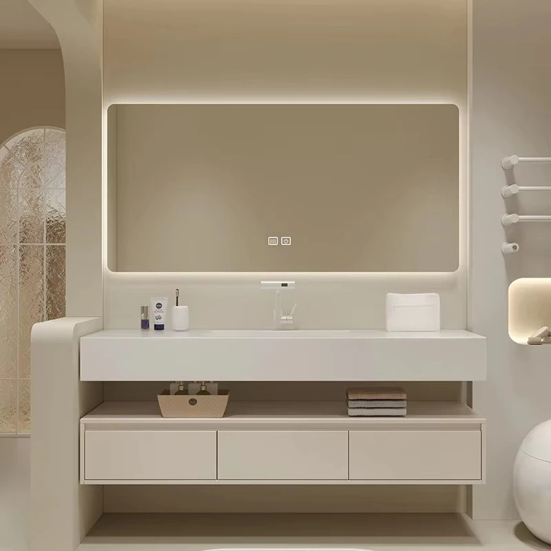 Wall Mounted White Modern Classic Wooden Bathroom Cabinet Waterproof Sink Hotel Luxury Bathroom Vanity Set