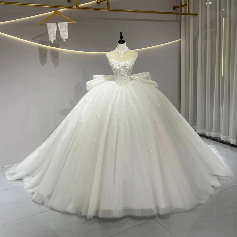 

Customized Elegant White Organza Wedding Dress Formal Sweetheart Sleeveless Bridal Gowns Soft A-Line Chapel Train Robe de mariée