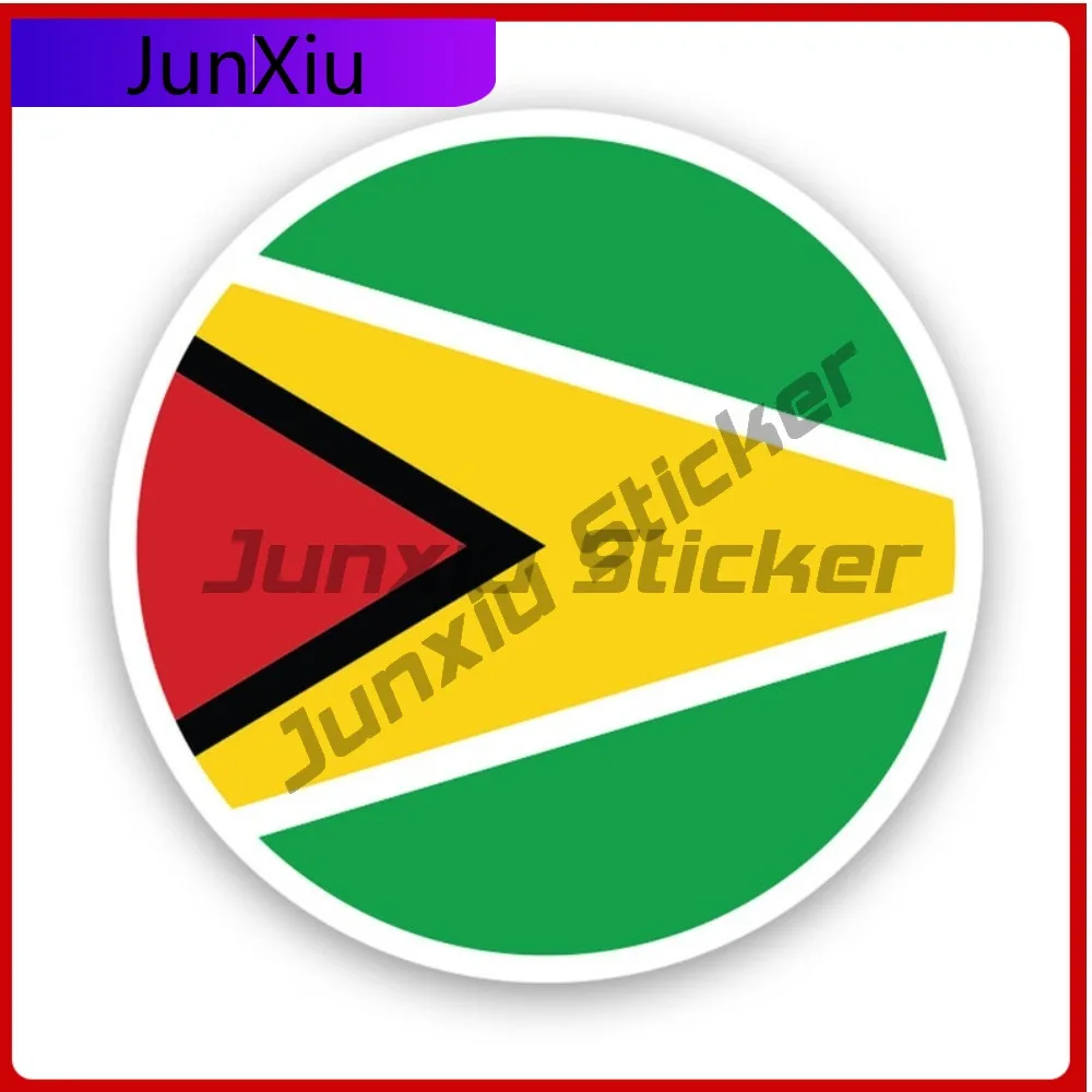

Round Guyanese Flag Waterproof Fade Resistant Anime Style For Truck Car Body Laptop Easy To Remove Easy Apply Decoration