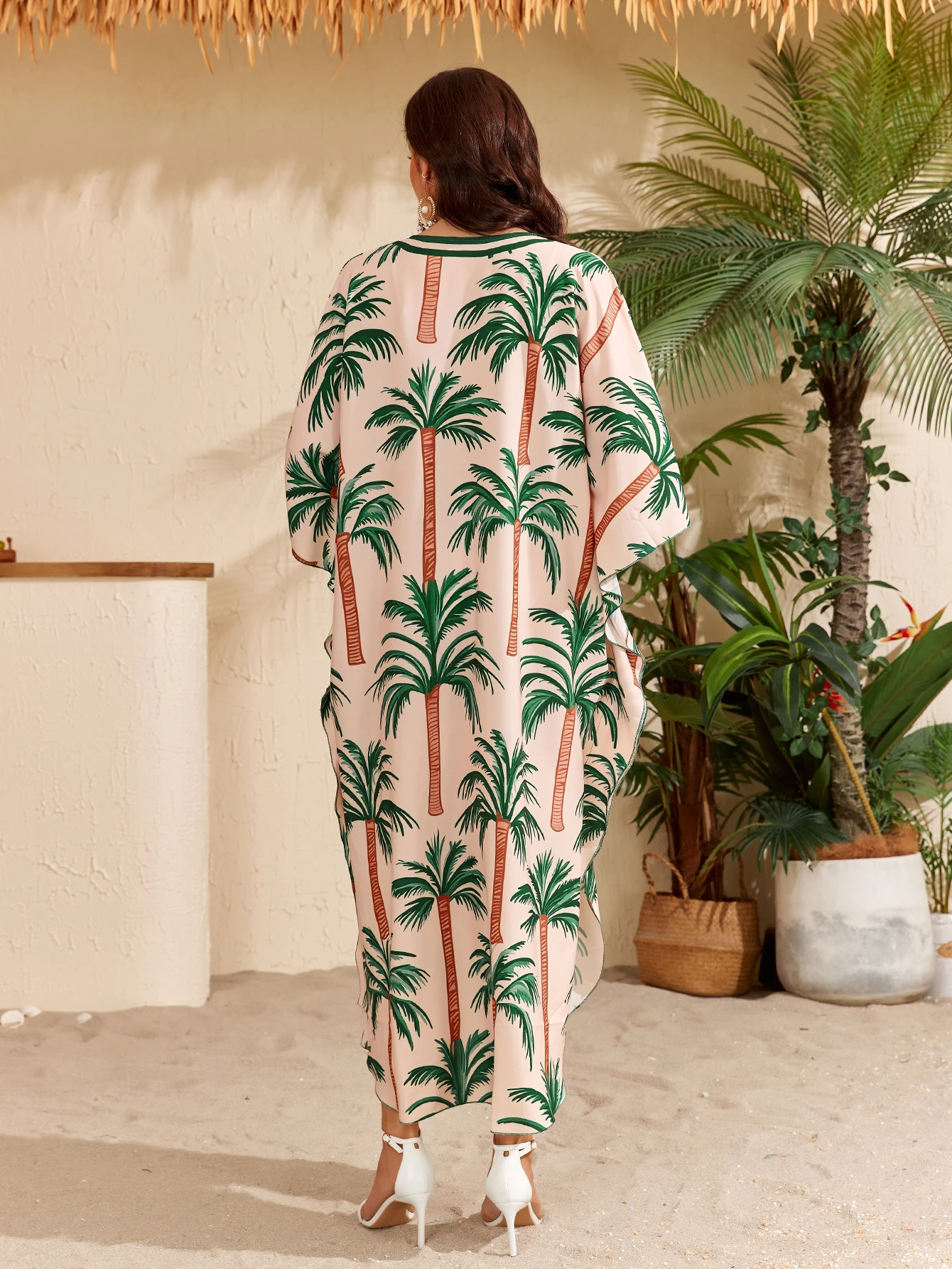 

MAKABO Kaftan Dresses for Women, V Neck Moo Moos Colorful Print Cover Ups Caftan Beach Dresses for Swimwear