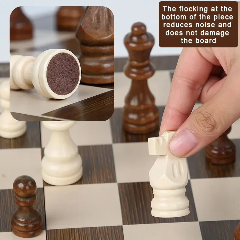 2 in 1 Magnetic Chess Set & Checkers Board Game 15" Wooden Folding Chess Board with 2 Extra Queens Portable Travel Chess Set