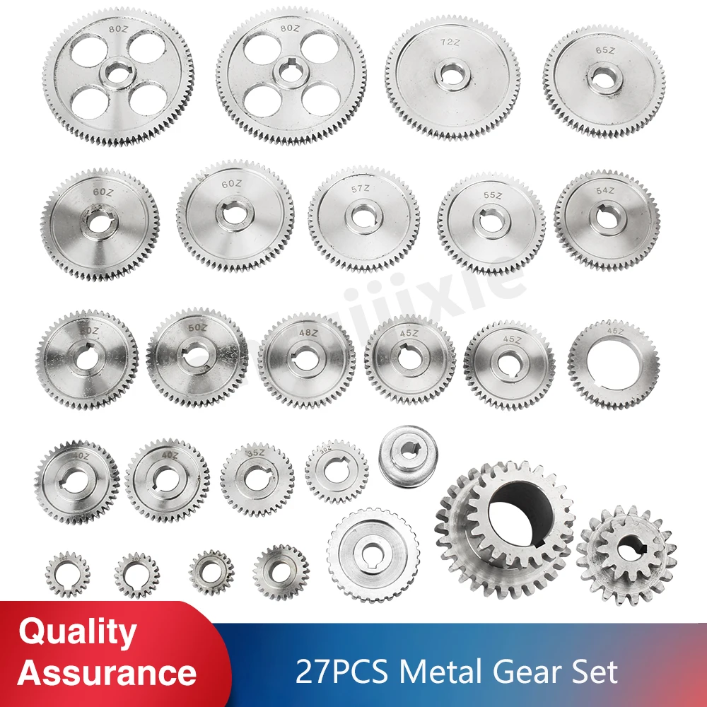 

27pcs CJ0618 Mini Lathe Metal Gears Kit/Synchronous Wheel/Feed Gear/Spindle Duplex Gear/Exchange Gears Set(Metric&Imperial)