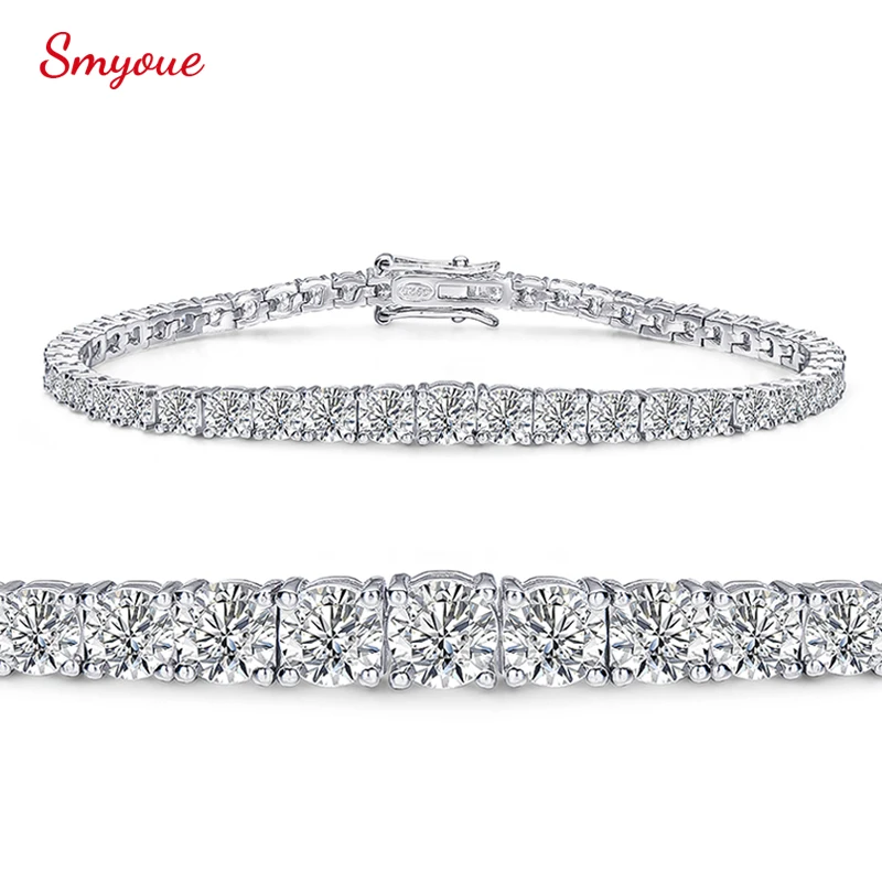 Smyoue Gradient Moissanite Tennis Bracelets for Women Full Diamond Solid S925 Sterling Silver Plated Gold Chain Bangle Wholesale