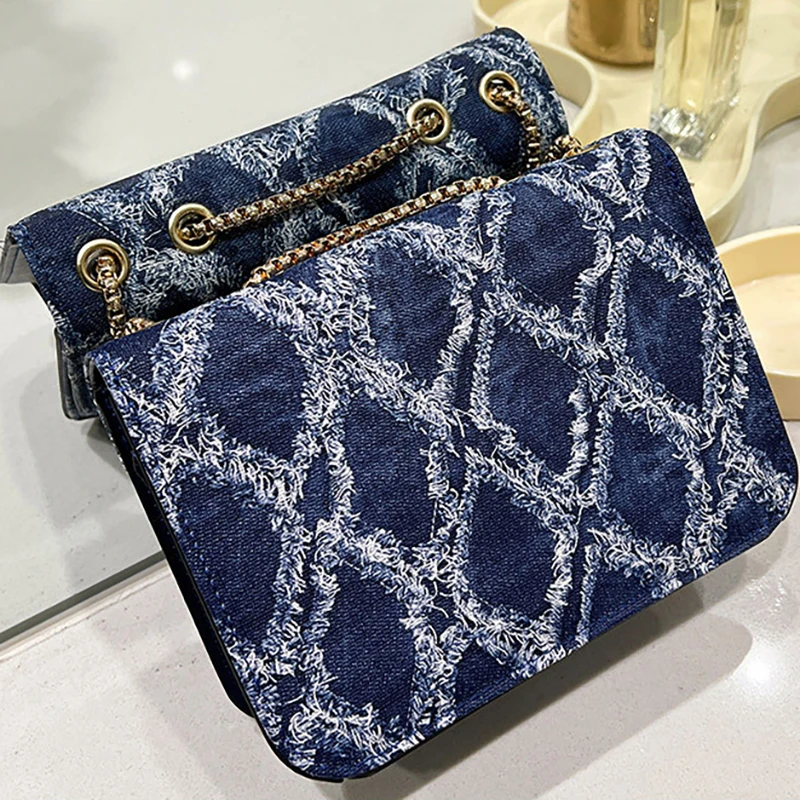 

Women's Bag New Fashion Cowboy Chain Bag Solid Color Causal Crossbody Bags Designer Single Shoulder Purse