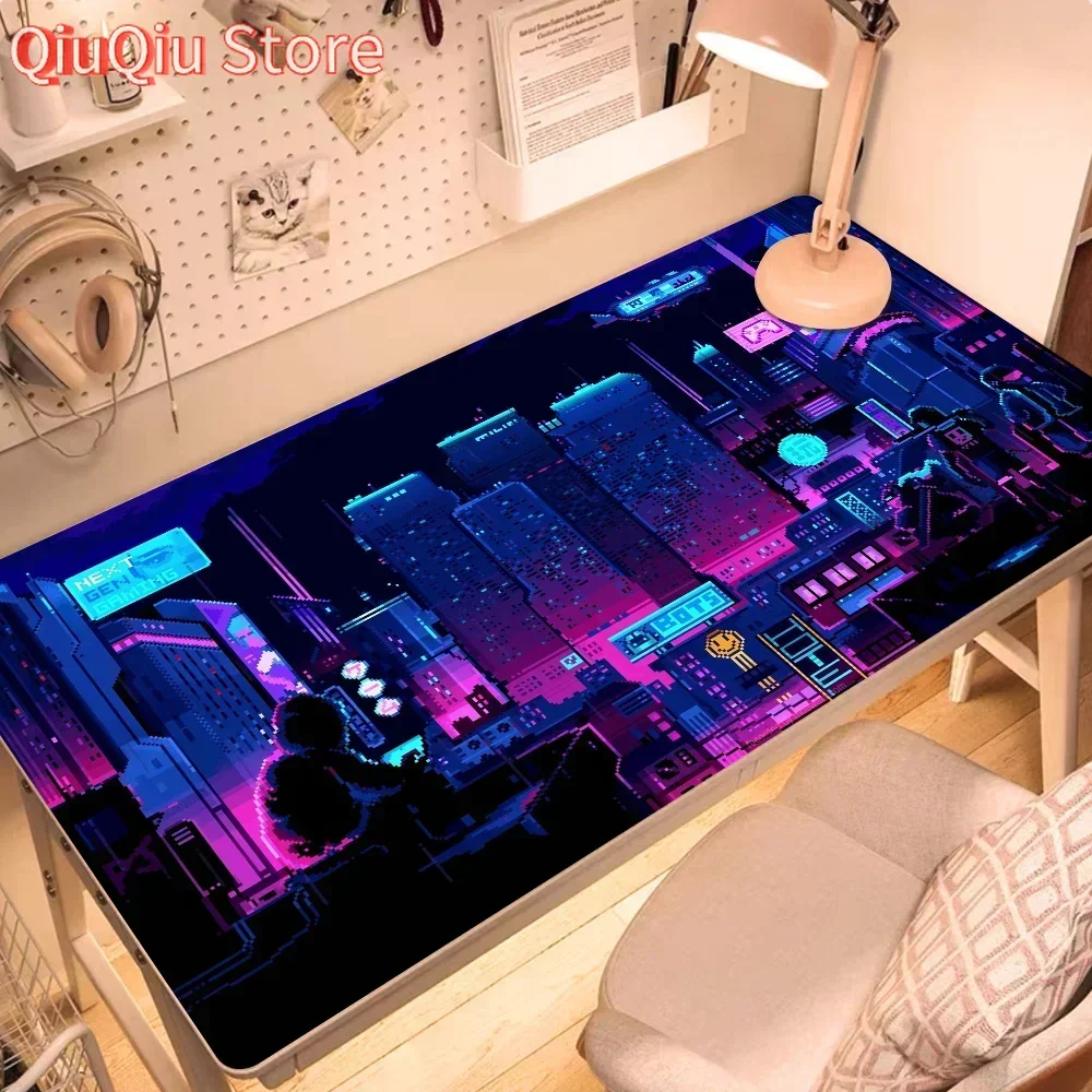 

Hot Sell City Neon Pixel Large Mouse Mat Gaming Mousepad Gamer Mousepads Rubber Keyboard Mats Desk Mats XXL Mouse Pads 900X400