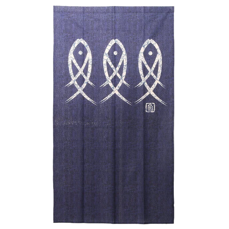 BAAG-Японская занавеска для дверного проема Noren, гобелен с древним персонажем и рыбой для украшения дома, синий 33X59 дюймов