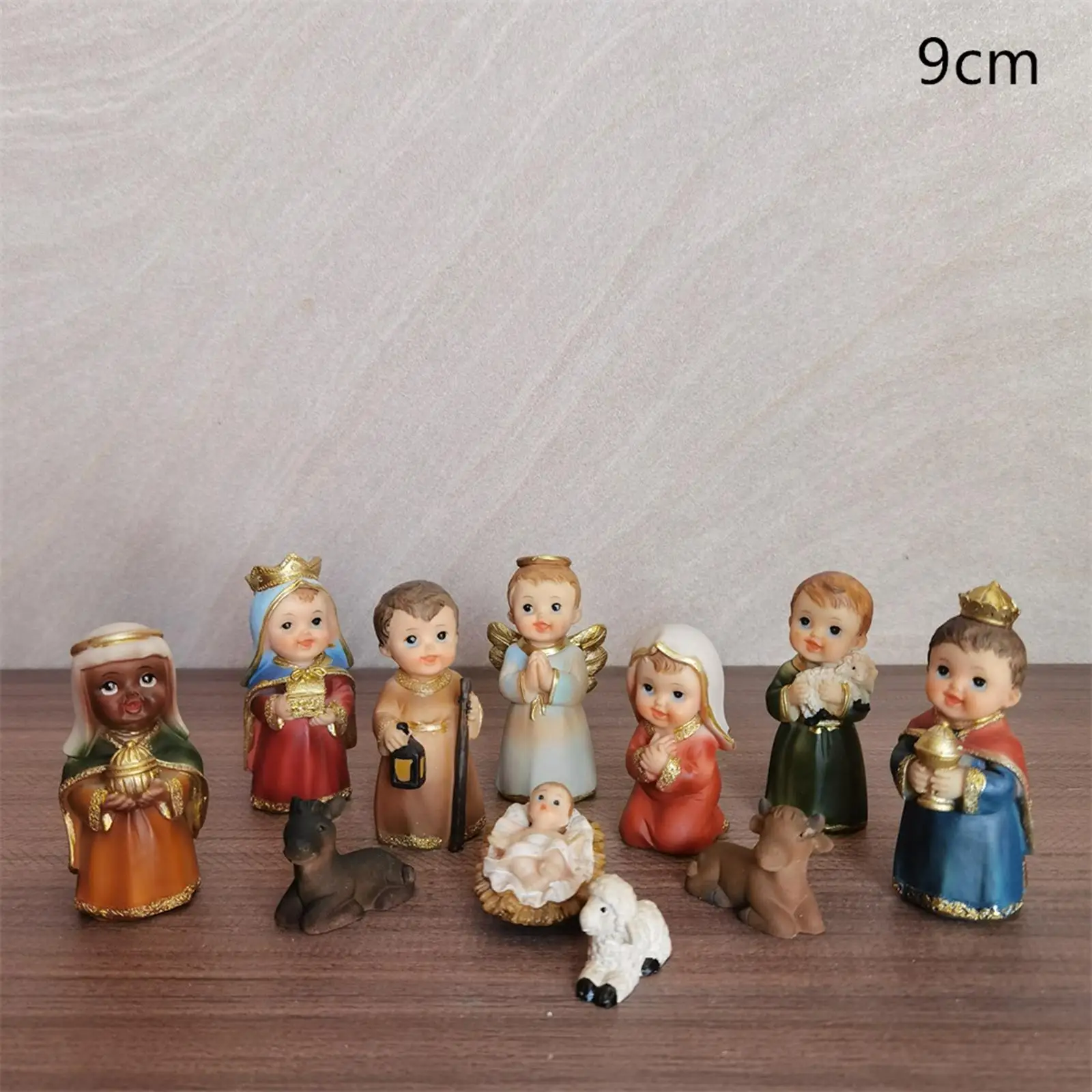 11x Nativity Scene Manger Figurines Set Birth of Jesus Gifts 9cm Miniature Statue Nativity Figurine Statue for Desktop Office