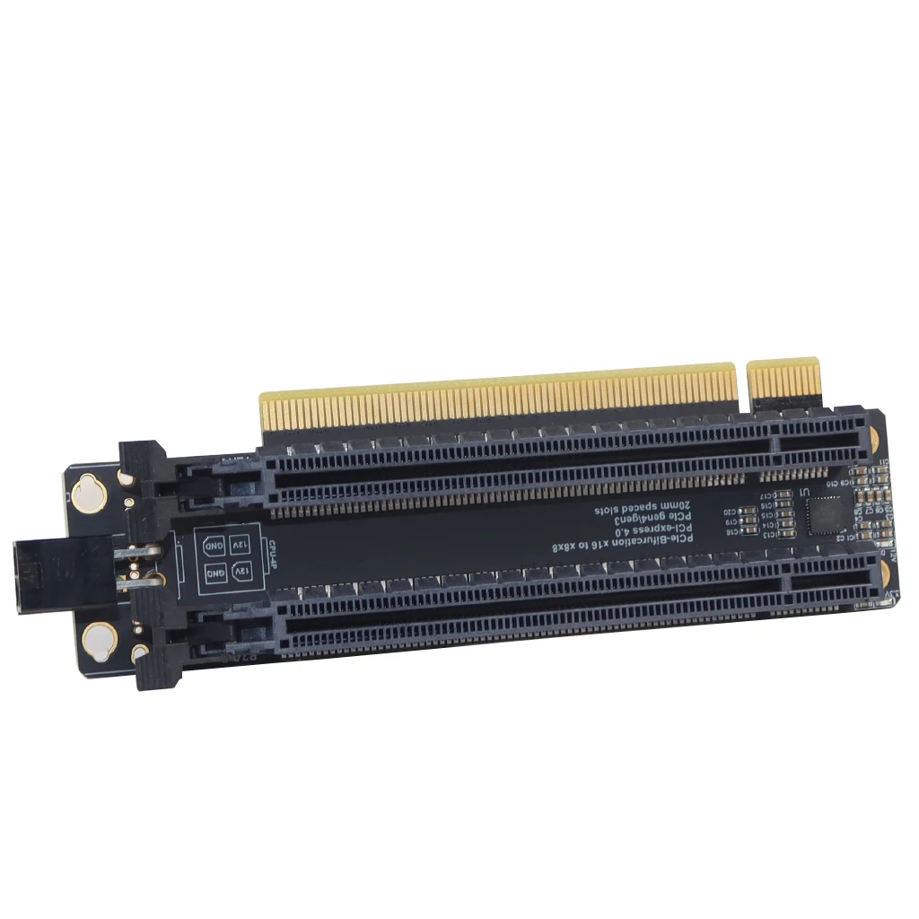 PCI-E 4.0x16 1 إلى 2 بطاقة التوسع Gen4 بطاقة سبليت PCIe-Bifurcation x16 إلى x8x8 فتحات متباعدة CPU4P منفذ امدادات الطاقة مع 20 مللي متر