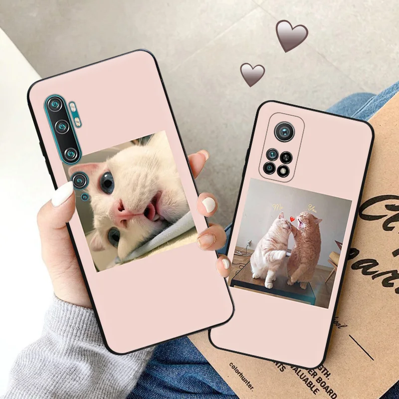 Soft Case for Redmi Note13 Pro 5G Note12 13C Xiaomi 13 Pro 12 Lite 12t 12x 12c Cute Pink Funny Cat Black Phone Cases Cover image 3