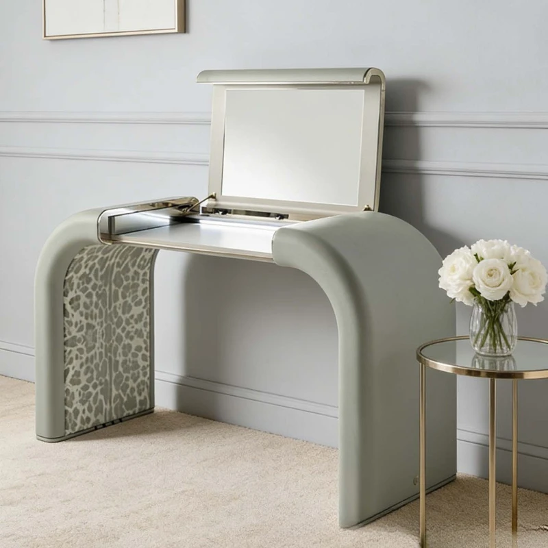 Italian modern light luxury art with mirror dresser high-end personality leopard print texture design sense household makeup