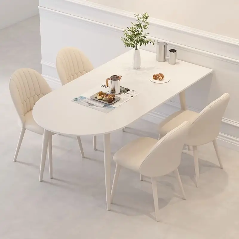 Slate dining table Small apartment Home dining table and chair combination Light luxury Modern simple cream style Eating table O