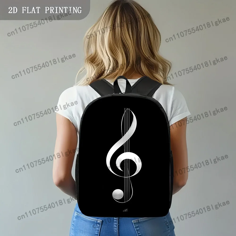 1pc Large Capacity Student Backpack with Elegant Treble Clef Musical Note Design, Casual Print, Adjustable Strap, Zipper Closure