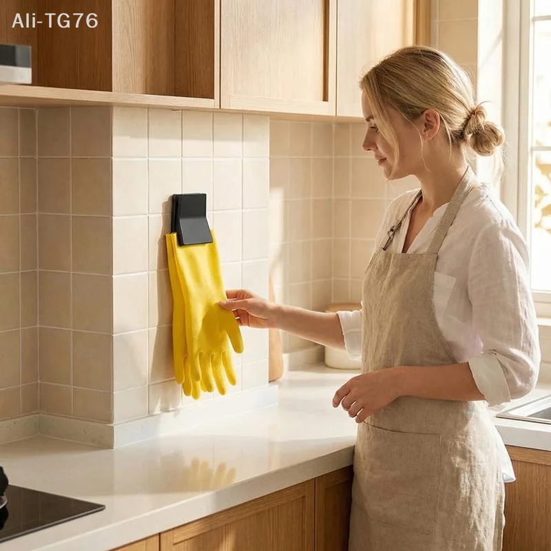 [P] 4pcs Kitchen Glove Storage Dishwashing Glove Hook Household Rubber Glove Placement Rack Cloth Clip Hook Hanging Gloves