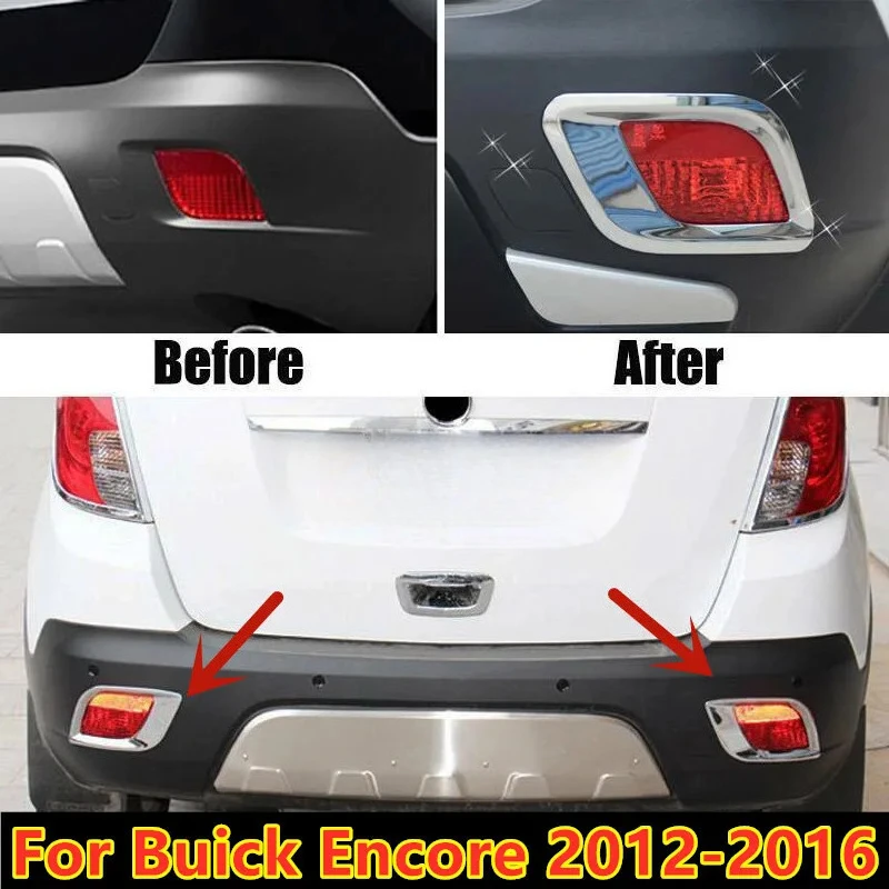 2Pcs Chrome Rear Fog Light Lamp Trim Cover Decor For Buick Encore 2012-2016