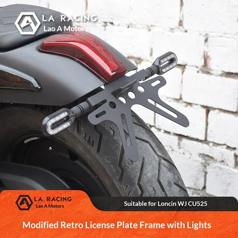 【Premium】For VOGE CU525 retro stainless steel rear license plate bracket LED turn signal bracket