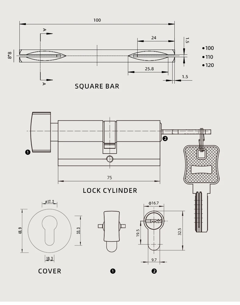 DOOROOM Luxus-Türschloss in Kamelfarbe mit Leder-Einlage, Matt-Nickel Stabförmiger Griff, Minimalistisches Innentür-Zubehör für Schlafzimmer – Detail 6