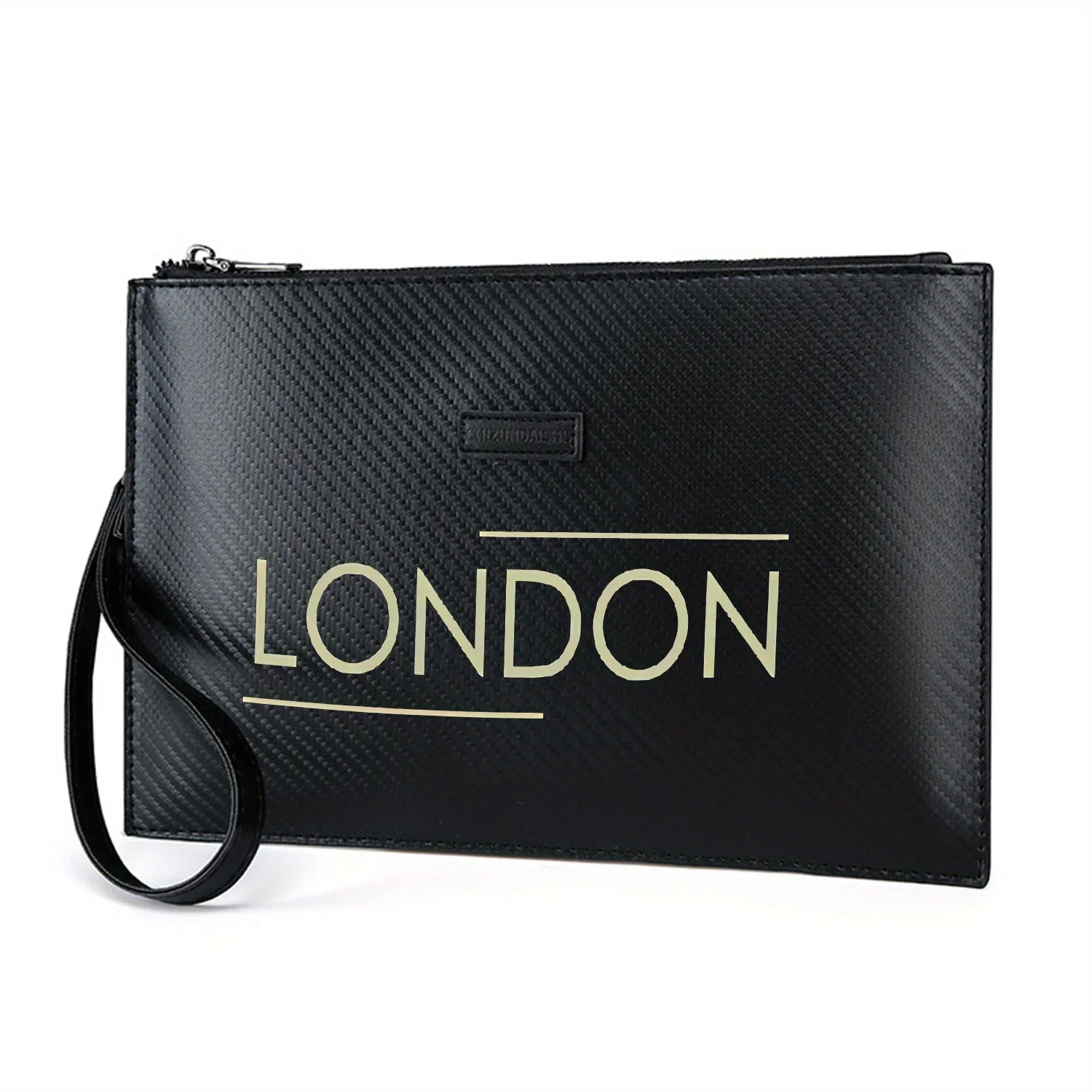 London style block design simple text Elegant Printed PU Men's Handbag Fashionable and Practical for Everyday Carry