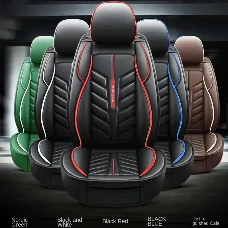 لسيارة شيفروليه أغطية مقاعد السيارة من الجلد الصناعي المقاوم للماء ومقاوم للاهتراء، غطاء مقعد كامل ملفوف ناعم ومريح