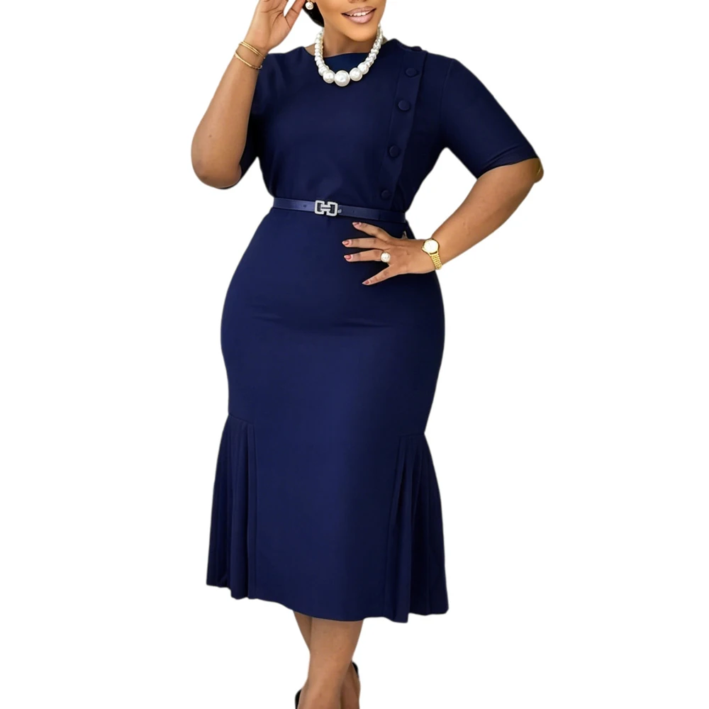 JENYAGE Schöne Kleider für Damen, figurbetontes Midi-Kleid, lässig, elegant, afrikanisch-chic, für Frauen, Kurzarm, Kirchenkleider – Detail 8