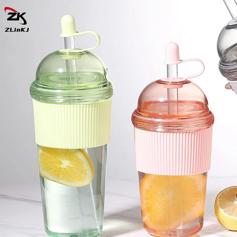 (ZYDD01) 1 قطعة 430/520/630 مللي كوب قهوة شفاف مع غطاء وقش لؤلؤة الحليب الشاي عصير كوب بلاستك للمنزل بار درينكوير