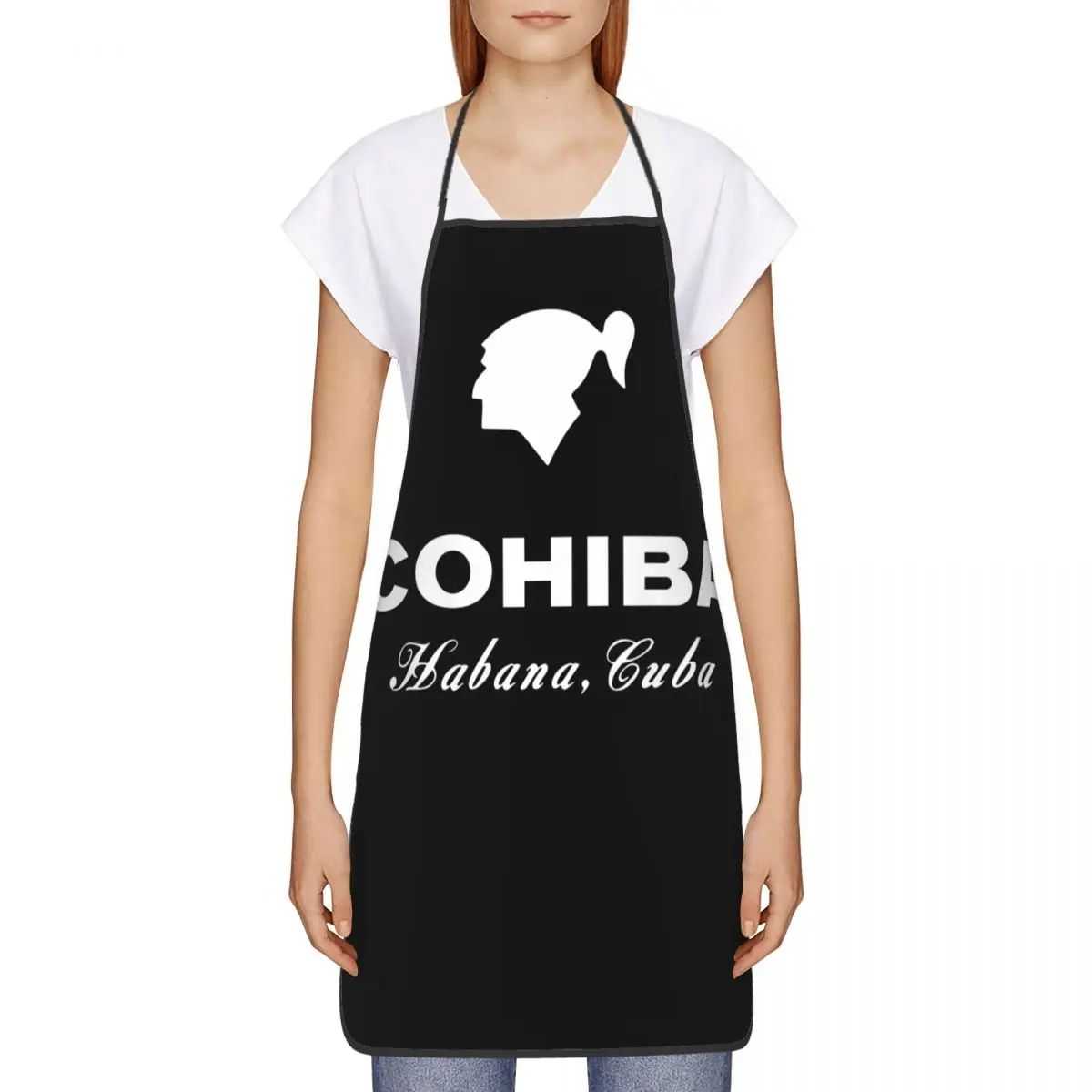 Custom Cuban Cohibas Cigars Apron for Women Men Unisex Bib Cooking Kitchen Tablier Cuisine Chef Baking