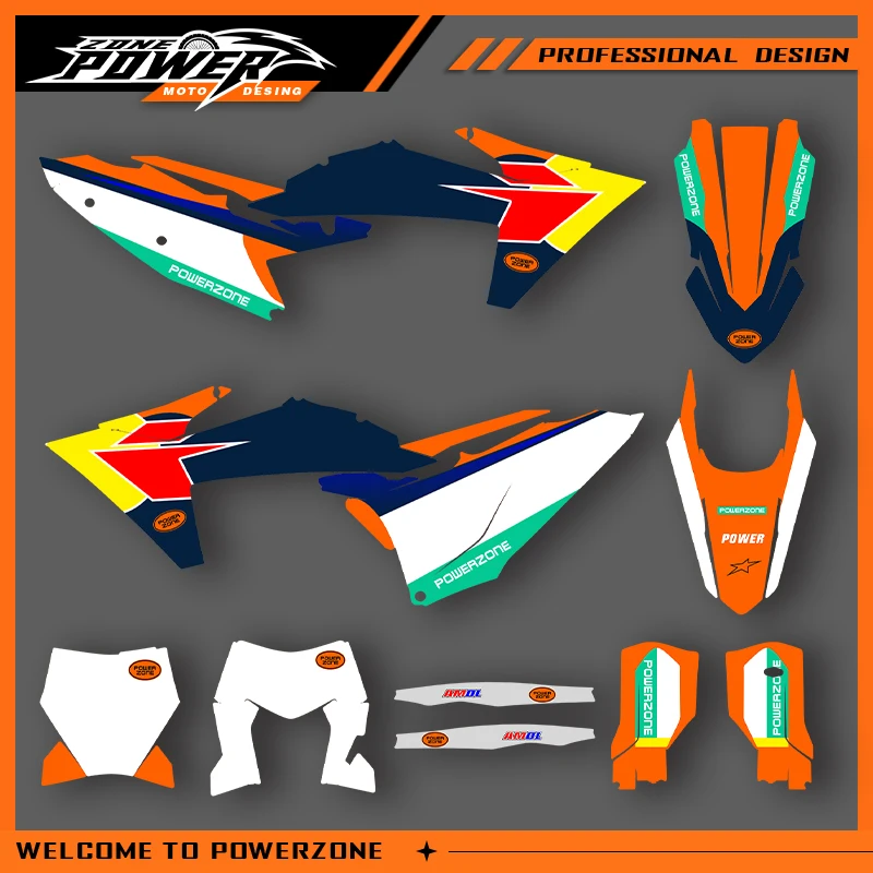 

POWERZONE For KTM EXC 2024 2025 2026 EX -F SXF 2023 2024 2025 Motocross Graphics Background Sticker Decal Kits Customized 03