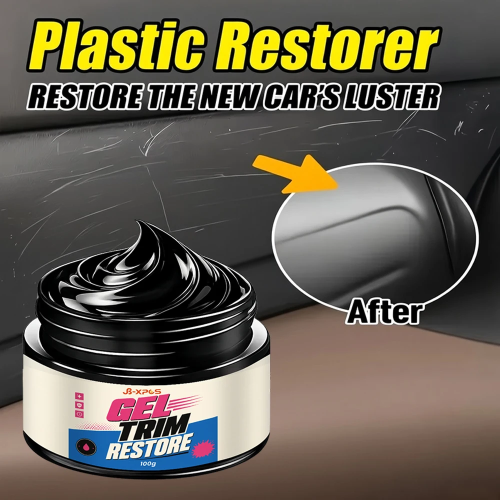 Car Plastic Restorer Premium Renovation Cream Black and Shine Long Lasting UV Protection Finish Non Fading and Non Dusty YT2047