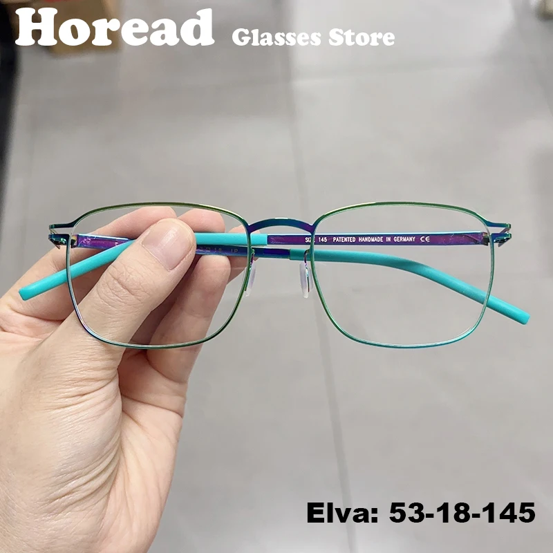 

Men Square Business Glasses Frame Germany Brand Design Ultralight Screwless Handmade Eyeglasses Fashion Oversiz Eyewear Gafa