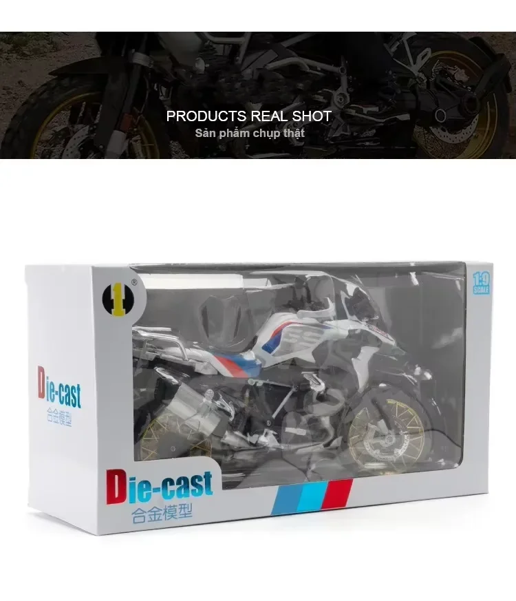 1:9 BMW R1250GS Alloy Diecast Scale motorcycles Model Off Road Autocycle With lighting Collection  Decoration Children Toy Gift