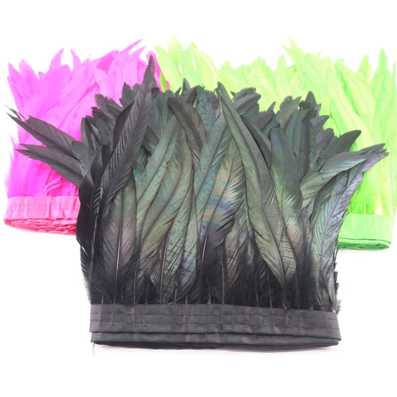 10 Yards Rooster Feathers Trim for Sewing 25-40cm 10-14inch Chicken Fringe Ribbons Accessories DIY Wedding Decor